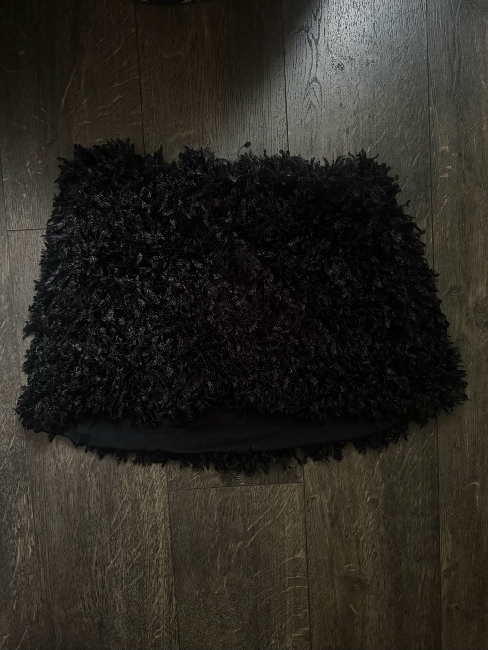 WeWoreWhat Black Textured Shag Mini Skirt